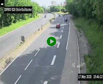 Webcam routière à hauteur de Bois-Guillaume en périphérie de Rouen. Vue orientée vers Rouen