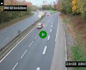 Webcam routière à hauteur de Bois-Guillaume en périphérie de Rouen. Vue orientée vers Rouen