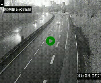 Webcam routière à hauteur de Bois-Guillaume en périphérie de Rouen. Vue orientée vers Rouen