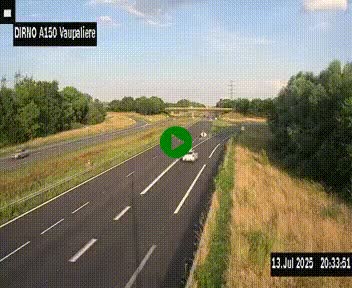 Webcam autoroute A150 à hauteur de La Vaupalière en périphérie de Rouen. Vue orientée vers Rouen