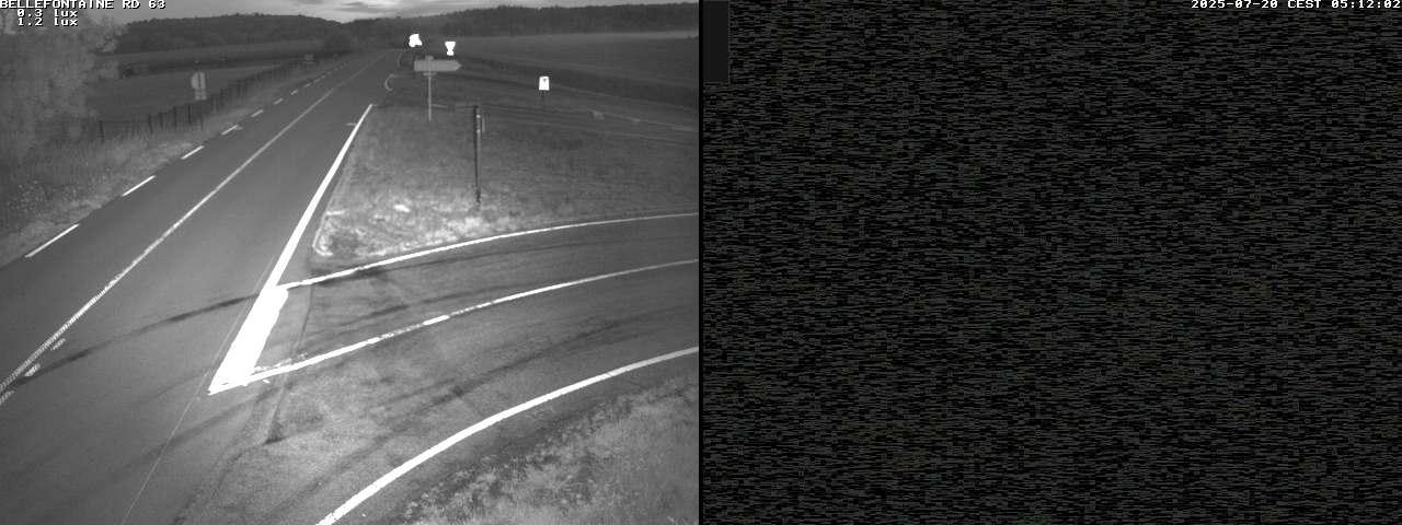 Webcam à Bellefontaine dans les Vosges à 552 mètres d'altitude sur la D63, à la jonction avec la D20A