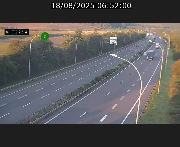 Traffic live webcam Luxembourg Flaxweiler - A1 direction Luxembourg - BK 22.4