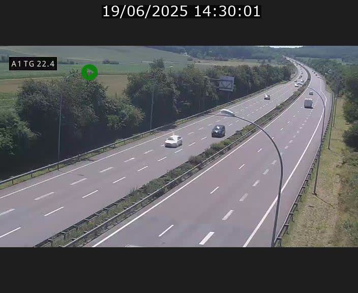 Traffic live webcam Luxembourg Flaxweiler - A1 direction Luxembourg - BK 22.4