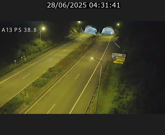 Webcam autoroute A13 à l'entrée ouest du tunnel Markusbierg à Schengen. Vue orientée vers Mondorf-les-Bains