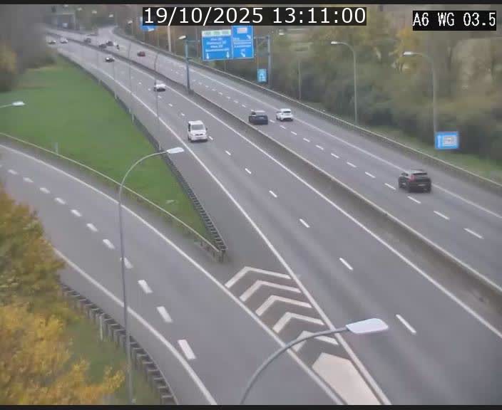 Traffic live webcam Luxembourg - Croix de Cessange - A6 - BK 3.5 - direction France/Allemagne