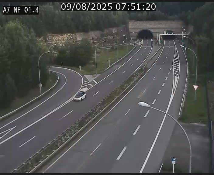 Caméra autoroute Luxembourg A7 - Echangeur Waldhaff - direction Tunnel Stafelter