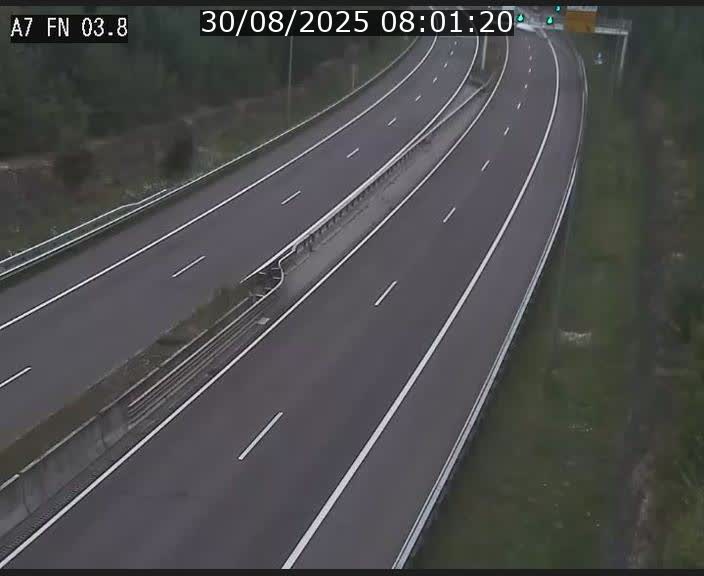 Caméra autoroute Luxembourg A7 - Passage à gibier Rëngelbour - direction Tunnel Stafelter