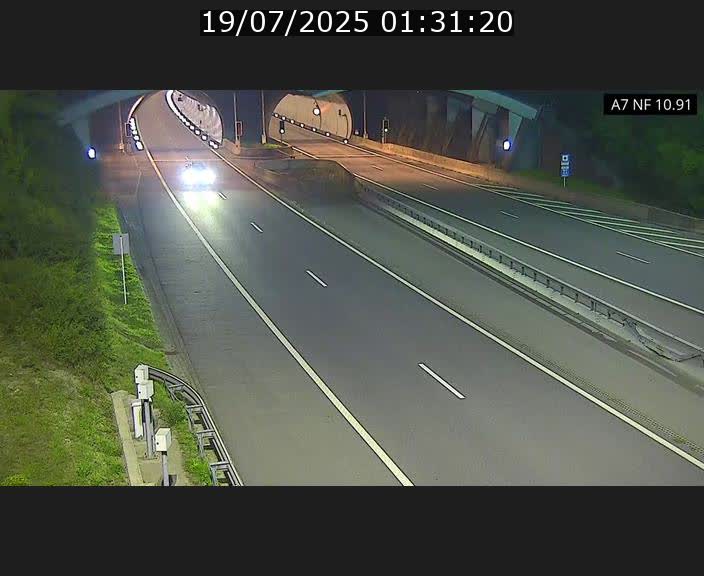 Caméra trafic Luxembourg - A7, Tunnel Gousselerbierg, entrée sud, direction Mersch