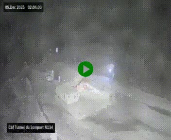 Webcam à l'entrée du tunnel du Somport, côté français, sur la N134, dans les Pyrénées, en direction de l'Espagne, à 1116 mètres d'altitude