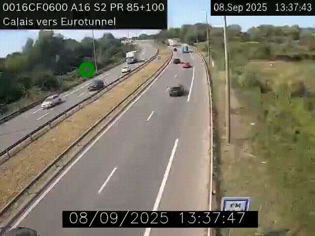 Webcam A16 à Calais en direction du Tunnel sous la Manche (Eurotunnel)