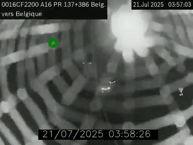 Webcam à la frontière franco-belge au niveau de Bray-Dunes/De-Panne sur l'autoroute A16. Vue orientée vers la Belgique
