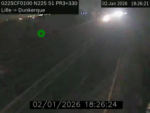 Webcam autoroute A25 (N225) à hauteur de Bergues (Bierne). Vue orientée vers Dunkerque.