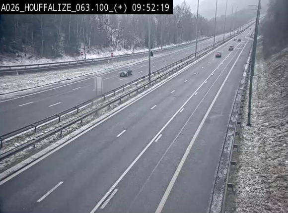 Webcam autoroute des Ardennes (E25/A26) à hauteur d'Houffalize. Vue orientée vers Baraque de Fraiture