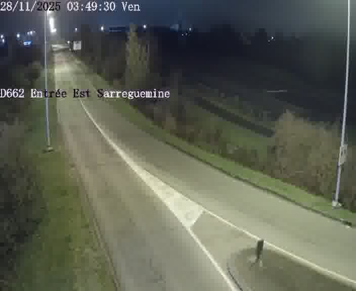 Point de vue trafic déployé sur D662 (France) à Sarreguemines, regardant vers Sarreguemines, aidant conducteurs et services à anticiper les flux.