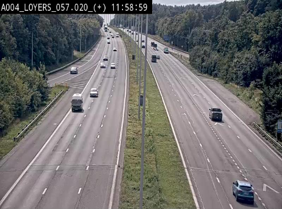 Webcam dans la montée de Loyers sur l'E411, après le viaduc de Beez en venant de Namur et en direction du Luxembourg