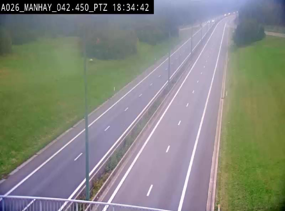 Webcam autoroute A26/E25 à hauteur de Manhay, à la jonction avec la N651 en direction de Liège - BK 42.4