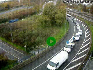 Caméra autoroute à la jonction entre l'A7 et la D301 (Boulevard urbain Sud de Lyon) à Feyzin, au sud de Lyon. Vue orientée vers Mions