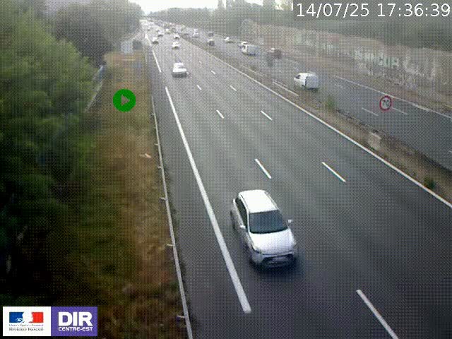 Webcam à Bron sur l'A43 à la jonction avec le boulevard périphérique de Lyon (D383). Vue orientée vers Lyon
