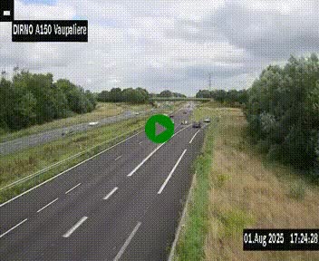 Webcam autoroute A150 à hauteur de La Vaupalière en périphérie de Rouen. Vue orientée vers Rouen
