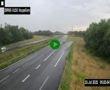 Webcam autoroute A150 à hauteur de La Vaupalière en périphérie de Rouen. Vue orientée vers Rouen
