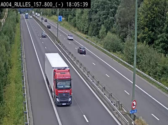 Webcam à Marbehan sur l'E411 à hauteur de la sortie 28a Rulles. Vue orientée vers Bruxelles