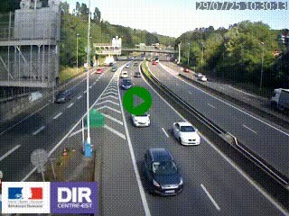 Caméra autoroute sur A6 - Valvert, près de Lyon, en direction de Paris, à hauteur de la sortie 36 Porte du Valvert