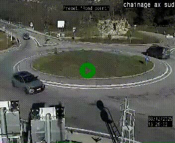 Webcam au nord d'Ax-les-Thermes au niveau de l'aire de chaînage de la N20. Vue orientée vers les Pyrénées, en direction de Pas de la Case