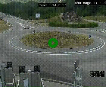Webcam au nord d'Ax-les-Thermes au niveau de l'aire de chaînage de la N20. Vue orientée vers les Pyrénées, en direction de Pas de la Case
