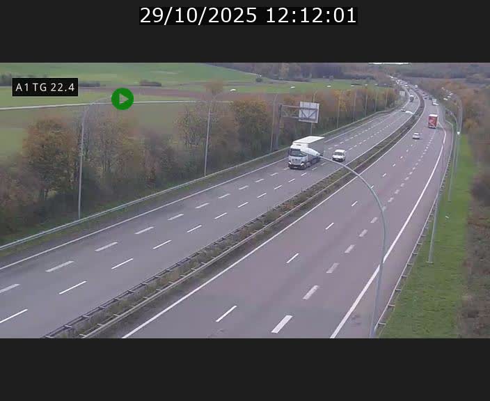 Traffic live webcam Luxembourg Flaxweiler - A1 direction Luxembourg - BK 22.4