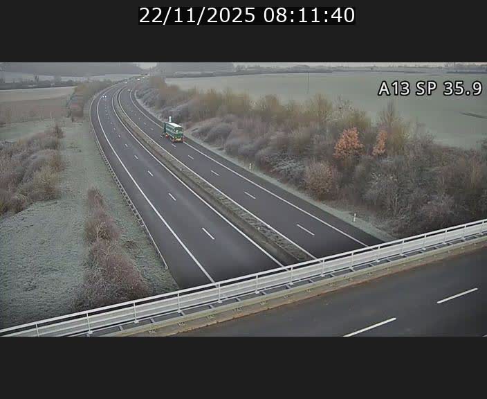 Webcam trafic sur A13 à l'entrée ouest du tunnel Markusbierg à Remerschen. Vue orientée vers Mondorf-les-Bains.