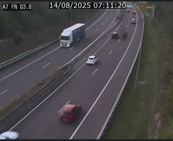 Caméra autoroute Luxembourg A7 - Passage à gibier Rëngelbour - direction Tunnel Stafelter