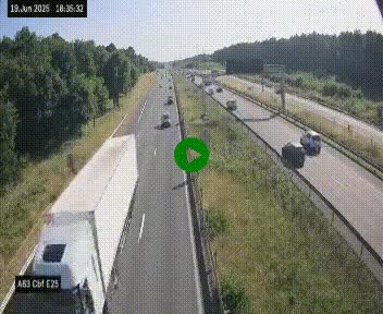 Webcam autoroute A63 en périphérie de Bordeaux au sud-est de la ville, en provenance du bassin d'Arcachon. Vue orientée vers Bordeaux
