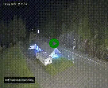 Webcam à l'entrée du tunnel du Somport, côté français, sur la N134, dans les Pyrénées, en direction de l'Espagne, à 1116 mètres d'altitude