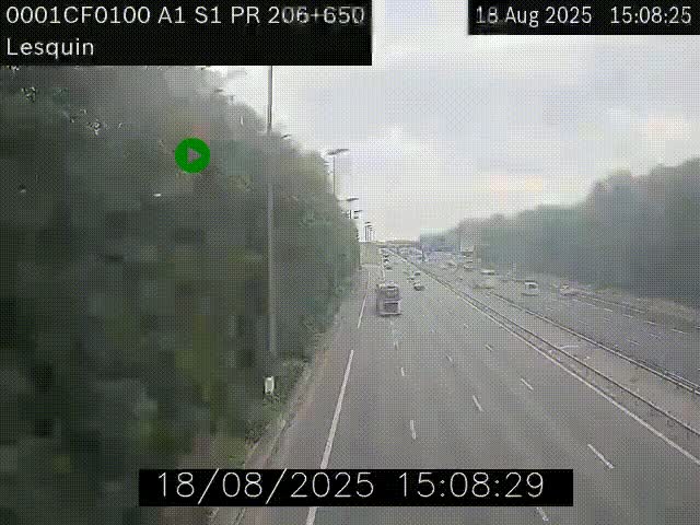 Webcam autoroute A1 à hauteur de Lesquin. Vue orientée vers Lille