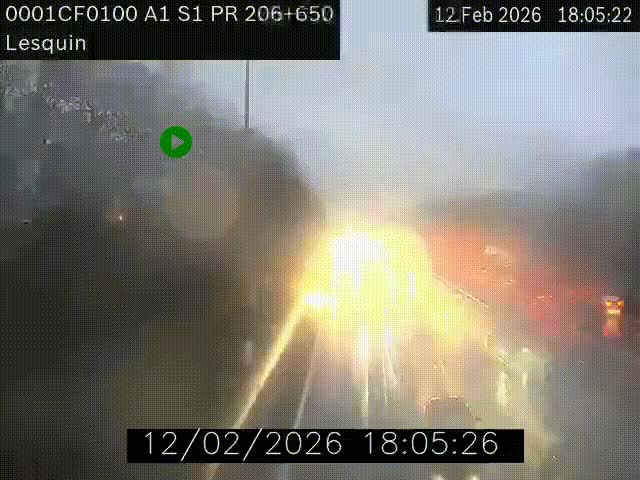 Webcam autoroute A1 à hauteur de Lesquin. Vue orientée vers Lille