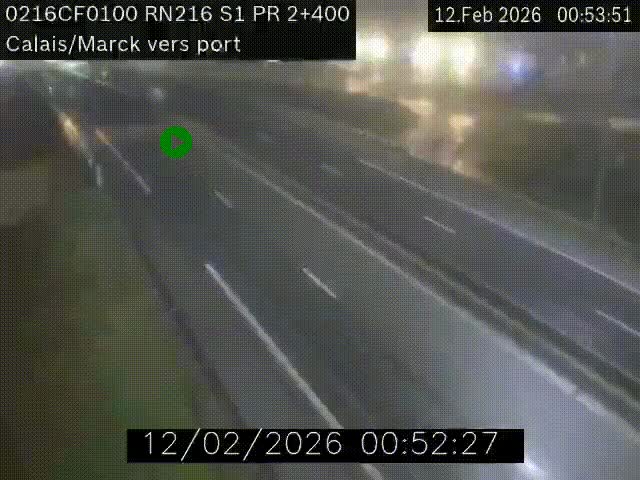 Webcam à Calais sur A216 (N216) en direction du port (harbour) de Calais.