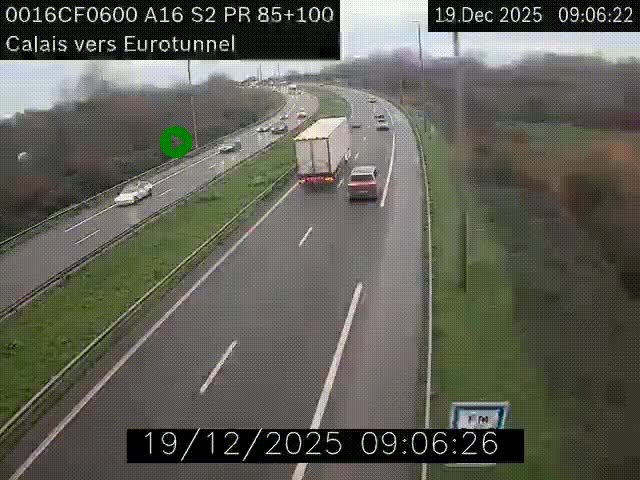 Webcam A16 à Calais en direction du Tunnel sous la Manche (Eurotunnel)