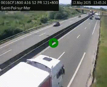 Webcam autoroute A16 à proximité de Dunkerque, à hauteur de la sortie Saint-Pol-sur-Mer. Vue orientée vers Calais