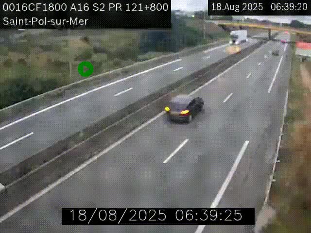 Webcam autoroute A16 à proximité de Dunkerque, à hauteur de la sortie Saint-Pol-sur-Mer. Vue orientée vers Calais