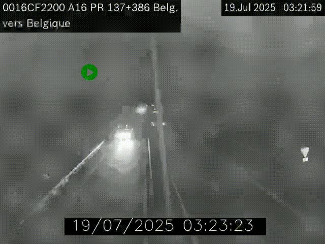Webcam à la frontière franco-belge au niveau de Bray-Dunes/De-Panne sur l'autoroute A16. Vue orientée vers la Belgique