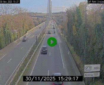 Webcam sur la N165 après le Pont de l'Iroise, à l'entrée de Brest