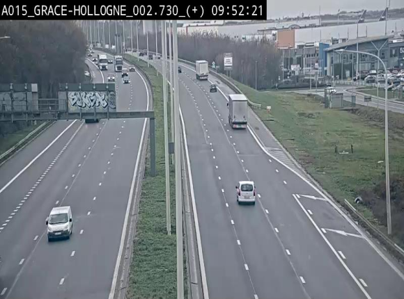Webcam E42/A15 à Grâce-Hollogne, à proximité de la jonction avec l'A604. Vue orientée vers Namur