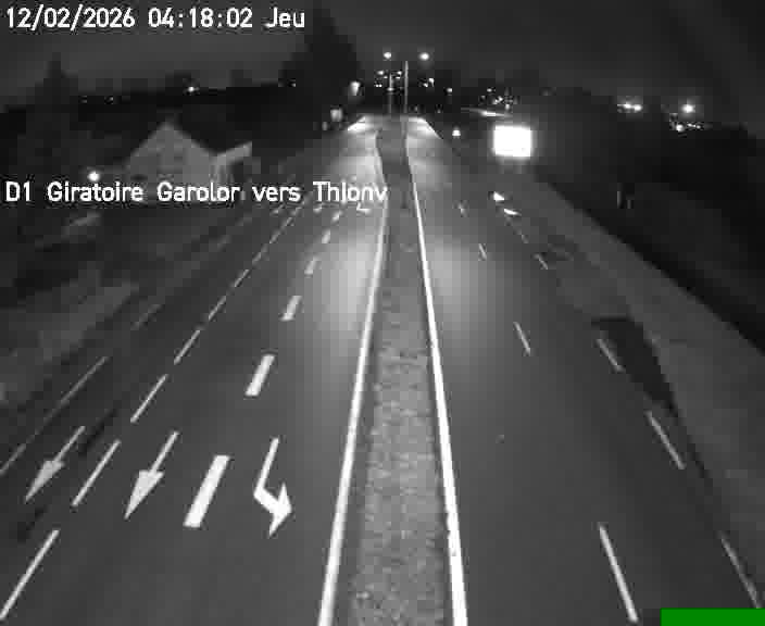 Webcam de surveillance sur D1 (France) à Ennery, cadrée vers Thionville, proposant une information routière utile aux déplacements quotidiens.