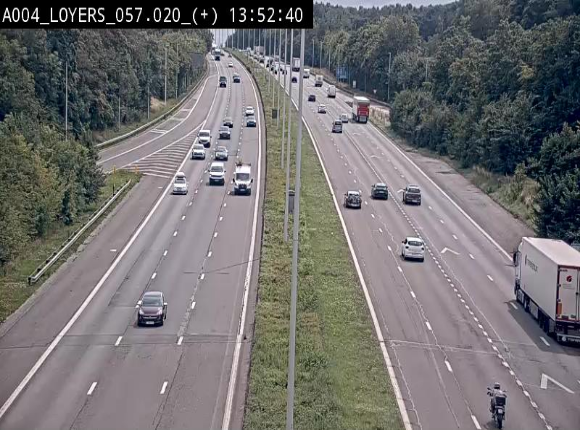 Webcam dans la montée de Loyers sur l'E411, après le viaduc de Beez en venant de Namur et en direction du Luxembourg