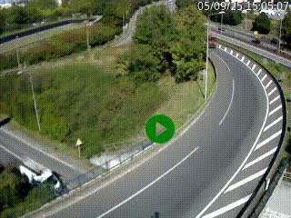 Caméra autoroute à la jonction entre l'A7 et la D301 (Boulevard urbain Sud de Lyon) à Feyzin, au sud de Lyon. Vue orientée vers Mions