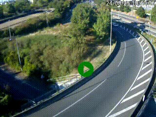 Caméra autoroute à la jonction entre l'A7 et la D301 (Boulevard urbain Sud de Lyon) à Feyzin, au sud de Lyon. Vue orientée vers Mions