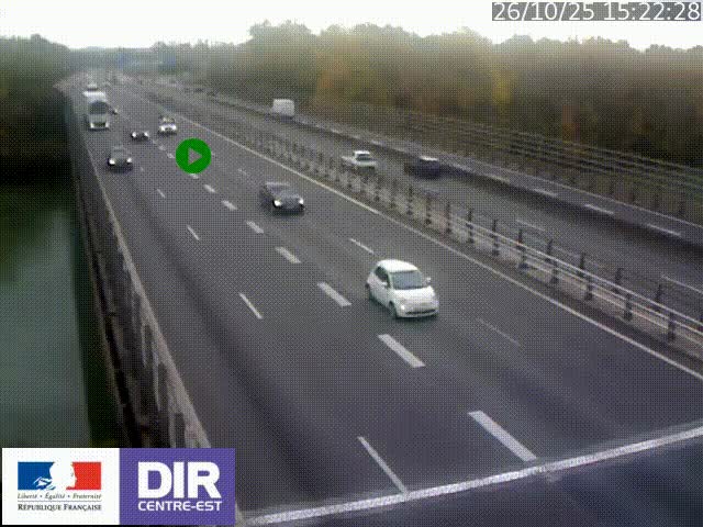 Caméra trafic à la jonction entre l'A46 (Rocade-est de Lyon) et l'A42 à hauteur de Vault-en-Velin en direction de Marseille