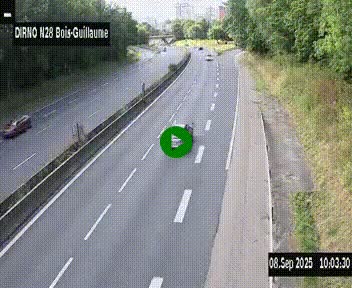 Webcam routière à hauteur de Bois-Guillaume en périphérie de Rouen. Vue orientée vers Rouen