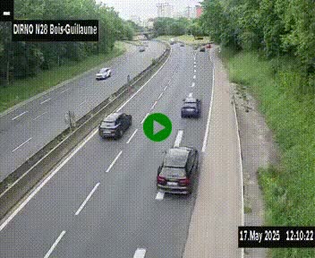 Webcam routière à hauteur de Bois-Guillaume en périphérie de Rouen. Vue orientée vers Rouen
