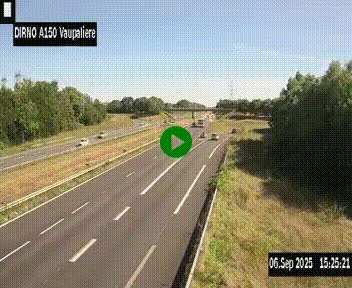 Webcam autoroute A150 à hauteur de La Vaupalière en périphérie de Rouen. Vue orientée vers Rouen